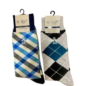 Original Penguin Men’s Argyle Crew Socks – Blue & Gray (2 pairs) - NWT